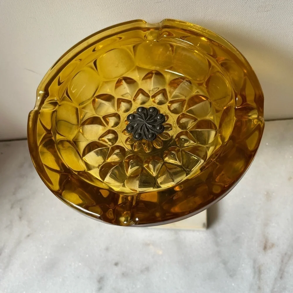 Vintage Cherub Riding a Koi Fish Sculpture Glass Bowl Candy Dish Soap AshTray